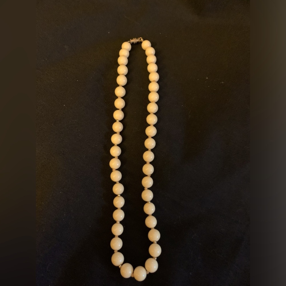 Cream colored large resin beaded necklace with gold accents (bundle saver)